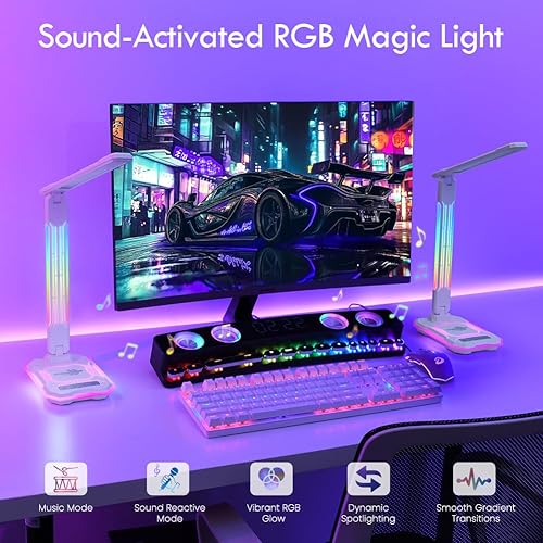 Miniatura 2 de WILIT Lámpara de escritorio para dormitorio universitario, lámpara RGB reactiva con sonido, decoración de habitación de jugadores, lámpara de mesa