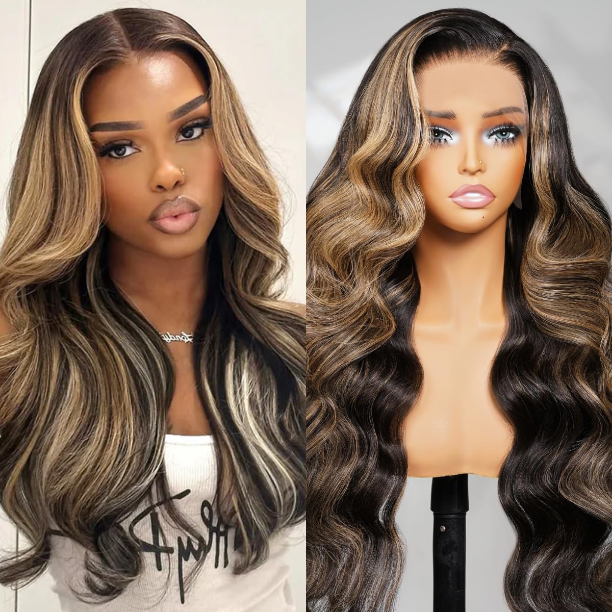 Arabella 13x4 Balayage Ombre Body Wave HD Lace Front Wig Human Hair 26inch 1BP27 13x4 26 Inch