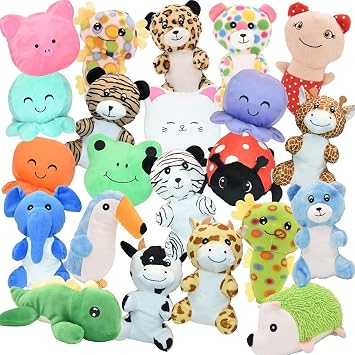 Bulk Plush Animal Toys - Small 9 Inch Stuffed Animals Assortment for Party Favors, Classroom Rewards, Carnival Prizes Assorted Plush Animals, 80.0, Count