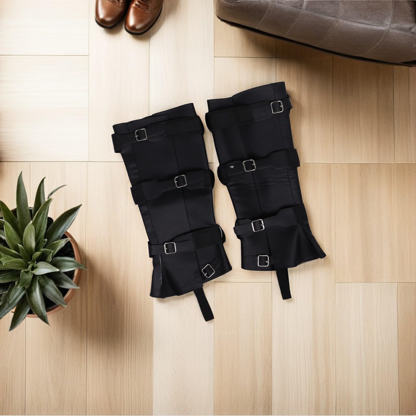TEHAUX Cubrebotas Renacentistas Ajustables Negras 40cm, 2 Piezas