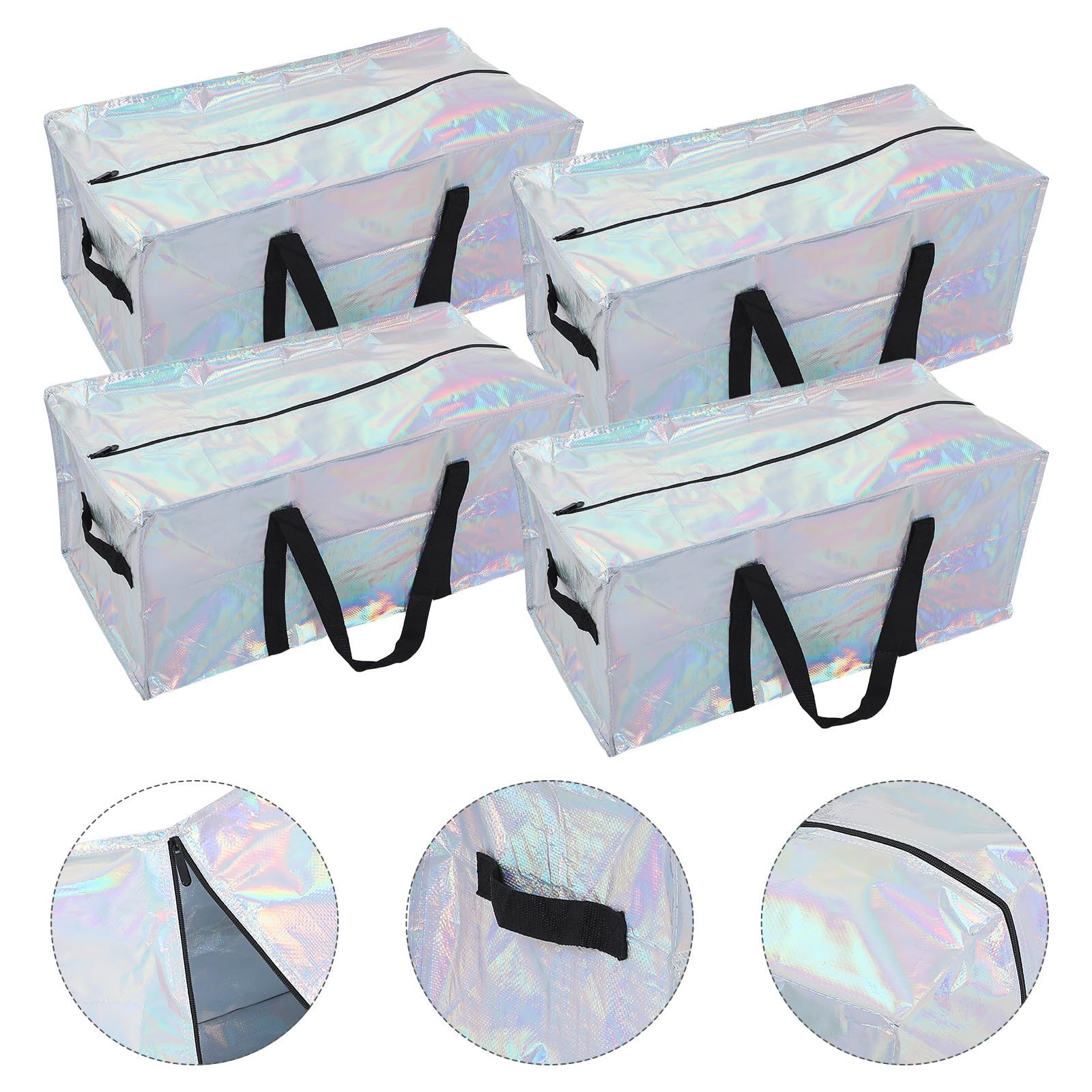 Kichvoe 4 Pezzi Sacchetto con Cerniera Rinforzata e Manici Larghi Extra Large Oxford Resistente All'umidità Portatile per Trasloco per Coperte e Indumenti Durante Traslochi e Dormitorio