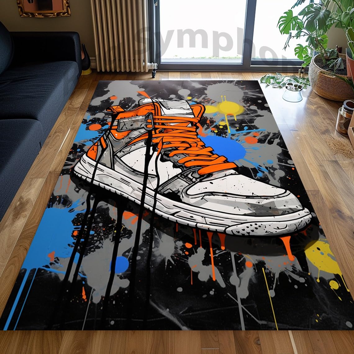 Generic Sneakers Graffiti Rug - Sneaker Area Rug, 5x7 ft = 150x210 cm
