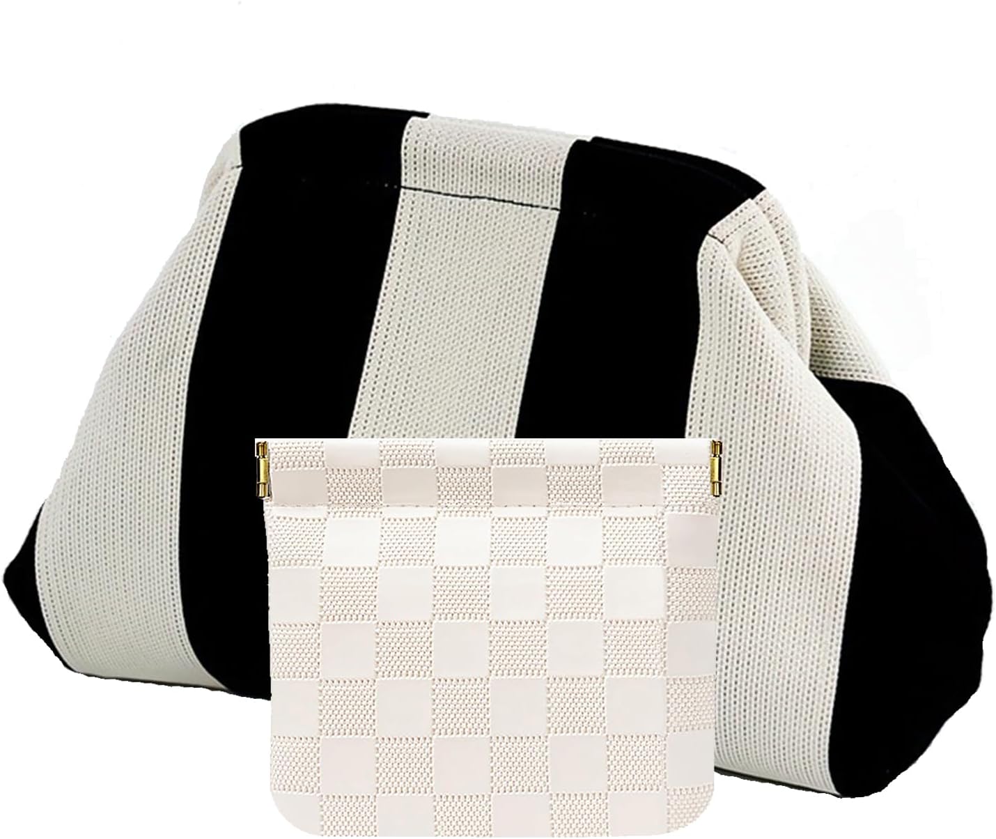 Clutch Purses for Women,Woven Crochet Bag&Cosmetic Bag Dumpling Striped Cloud Purse Evening Handbag Summer Beach