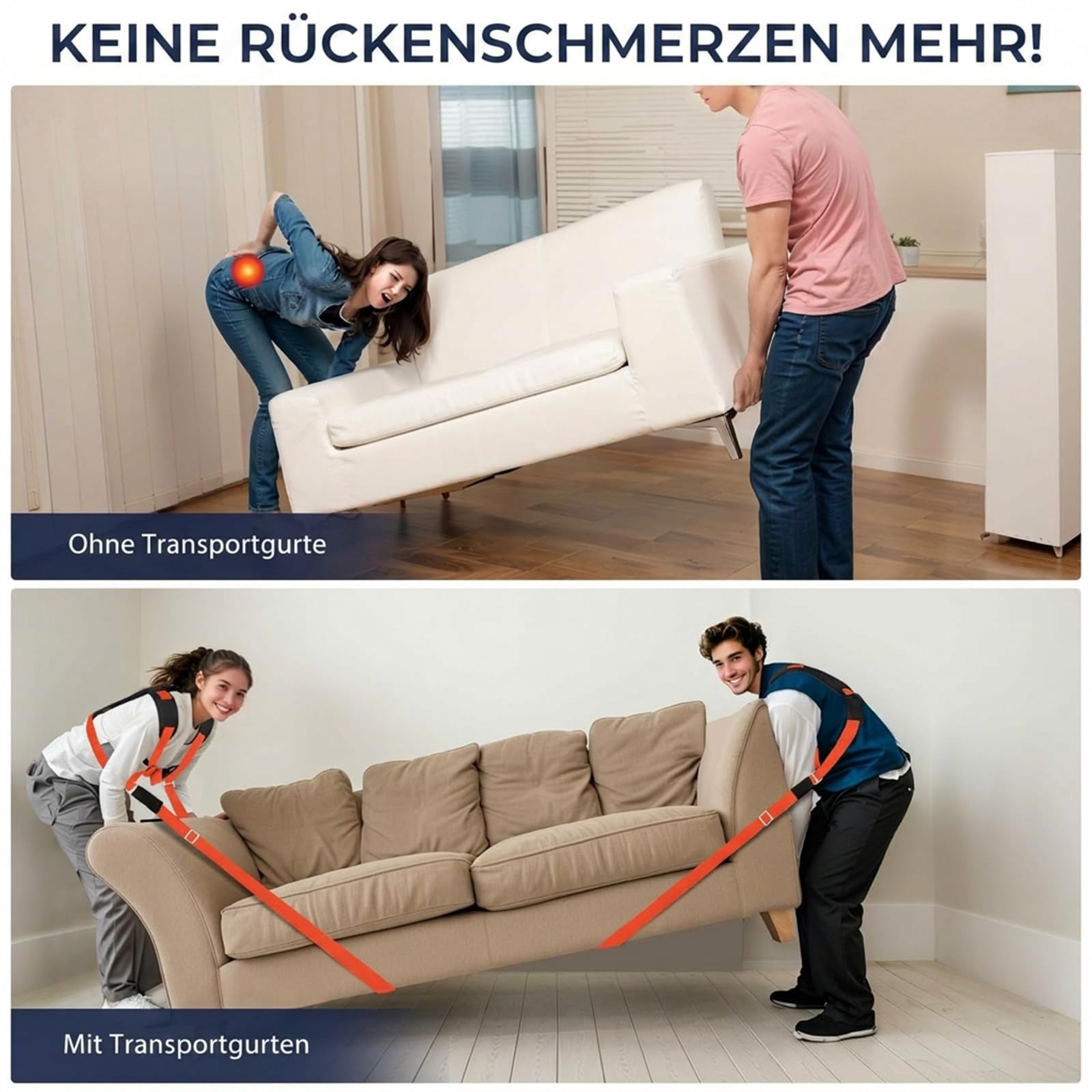 Ytonet Tragegurte Umzug 2 Personen, Möbeltragegurte Tragegurte | Tragegurte mit Gepolsterter Rückenstütze für Haushaltsgeräte, Matratzen und Schwere Gegenstände bis 360 KG, 3.4 M Lang