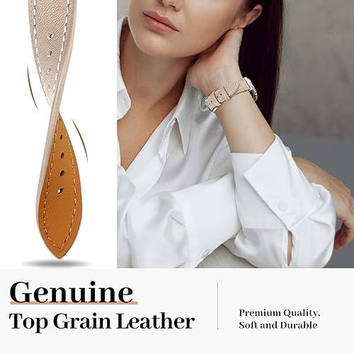 Miniatura 4 de JR.DM Correas de reloj de cuero para mujer, compatibles con Apple Watch de 1.65, 1.73, 1.77, 1.77 y 1.73 pulgadas, conector de mariposa brillante,