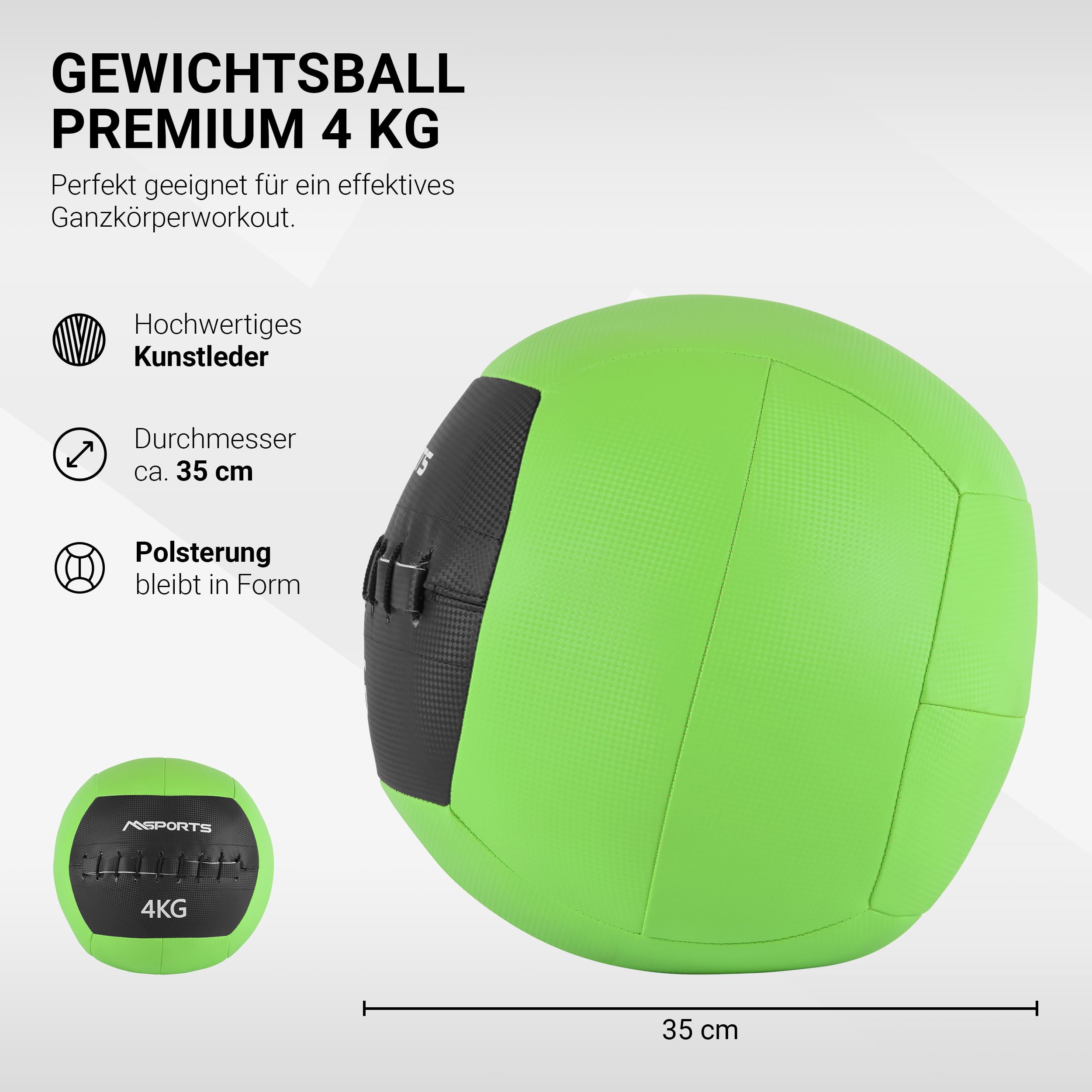 MSPORTS Wall Ball Premium | 2-10 kg | Qualita Studio Professionale | per Palestra, Allenamento Fitness, Body Building, Fisioterapia, Fuctional Fitness | Colori Diversi