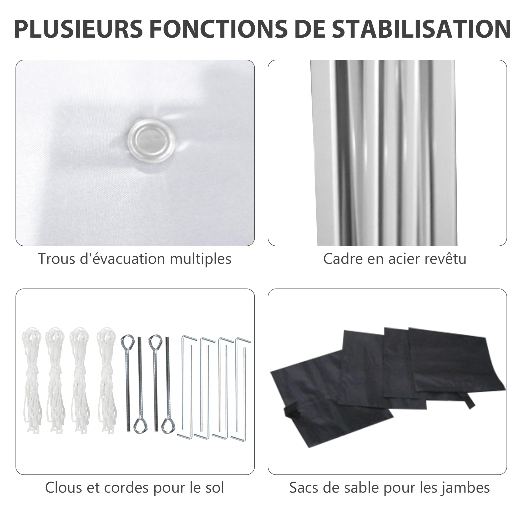 Outsunny Tonnelle de Jardin Pop-up Pliant Barnum réglable en Hauteur Protection UV 30+ 2 parois latérales - Sac de Transport Inclus - pour fête, événement Plein air - 297 x 297 x 288 cm Gris Clair