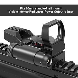 Feyachi RSL-18 Reflex Sight - 4 Reticle Red & Green Dot Sight Optics with Integrated Red La-ser Sight Less Than 5mW Output