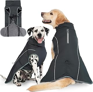 Hundemantel Warm Wasserdicht Hundejacke Winter Fleecemantel Hund Regenjacke Reflektierend mit Reißverschluss für Geschirr Wintermantel Hunde Fleece Hundejacke Pullover Hunde Bekleidung Winter