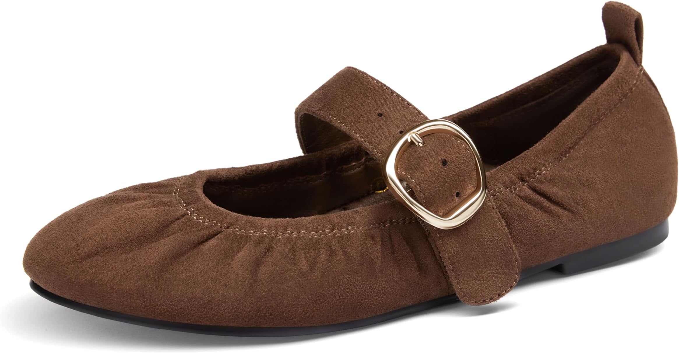 Womens Ballet Flats Ruched Round Toe Mary Jane Flats Comfortable Slip On Dressy Shoes