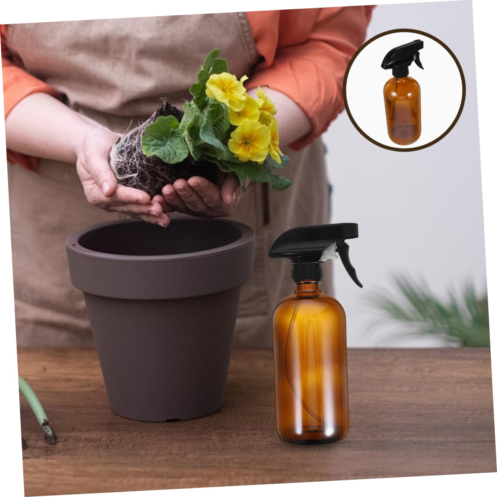 Healeved Transparente Braune Glas Sprühflaschen Nachfüllbare Leere Sprühflasche 2 Stück 500ml aus Glas und Pp Einfach zu Bedienen für Bewässerung und Haustierpflege