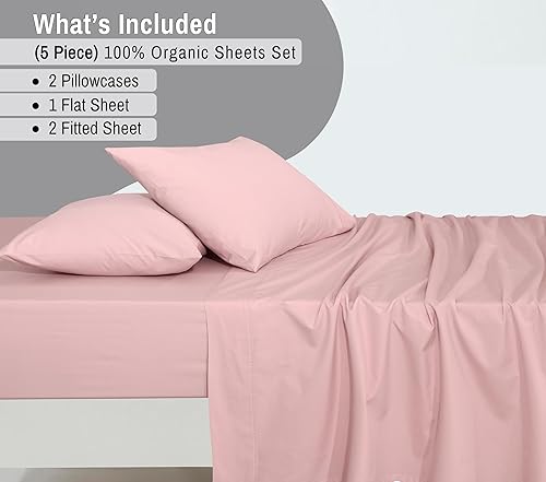 Miniatura 8 de RUVANTI - Juego de sábanas Split King, 100% algodón orgánico, percal, certificado GOTS, 5 piezas, bolsillo profundo de 15 pulgadas, frescas,