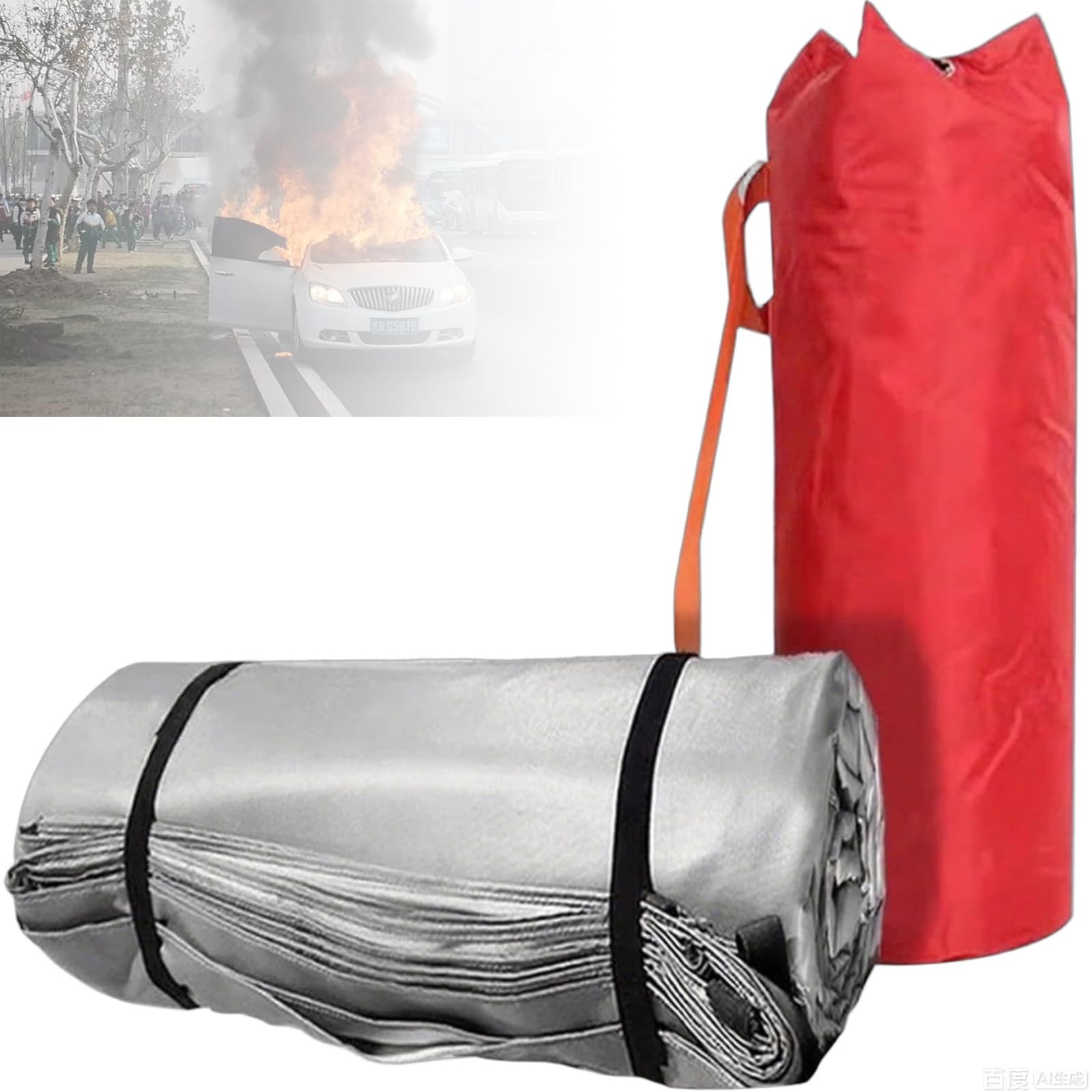 IEOWY Emergency Fireproof Blankets for Vehicles, Large Fire Extinguishing Blanket for Car, Truck, and Motor Vehicle Safety Use