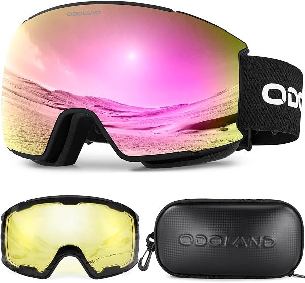 Odoland Ski Goggles Set with Interchangeable Lens