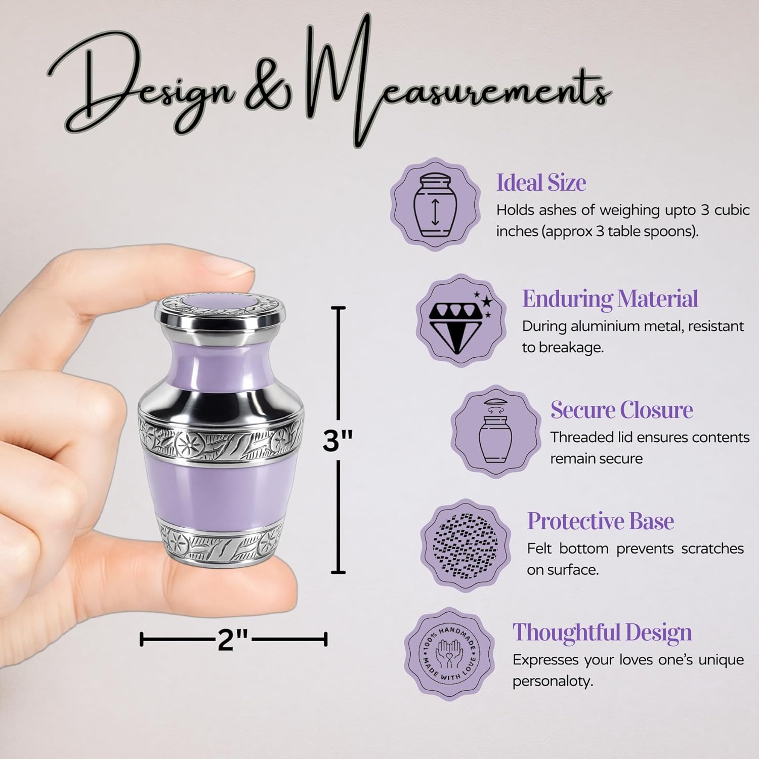 Small Urns for Human Ashes Keepsake – Mini Sharing Urn Sets for Women – Memorial Cremation Urns for Family & Loved Ones (Purple, Set of 6)