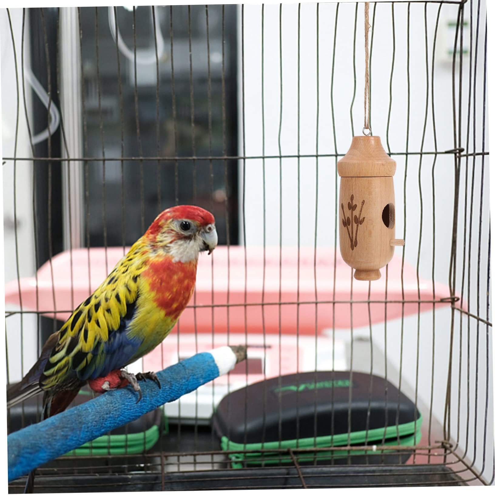 POPETPOP 4 Pz mangiatoia per uccelli mangiatoie per uccelli bird feeder abbeveratoio automatico mangiatoia per animali domestici contenitori piatto di cibo per uccelli da appendere in legno