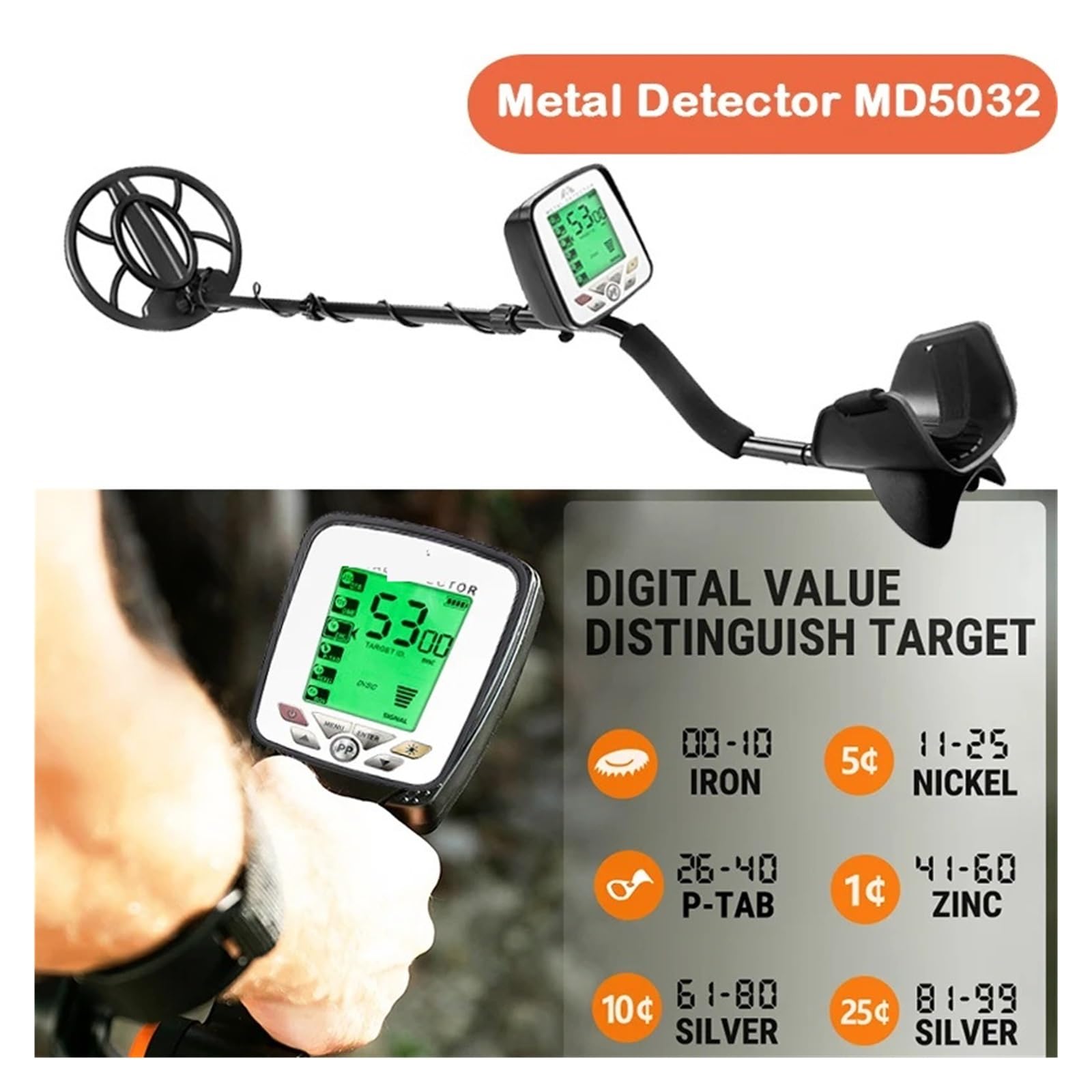 Wykrywacz Metali Md-5032, Wykrywacz Metali, Precyzyjna, Wodoodporna Cewka Poszukiwawcza, Wysoka Wydajność, Podziemna, Wysoka Dokładność