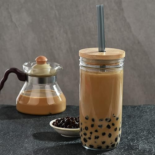 Miniatura 8 de ALINK 12 popotes Boba reutilizables, 0.512 in x 8.5 pulgadas, pajitas de plástico de colores para té de burbujas, perlas de tapioca con 2 cepillos