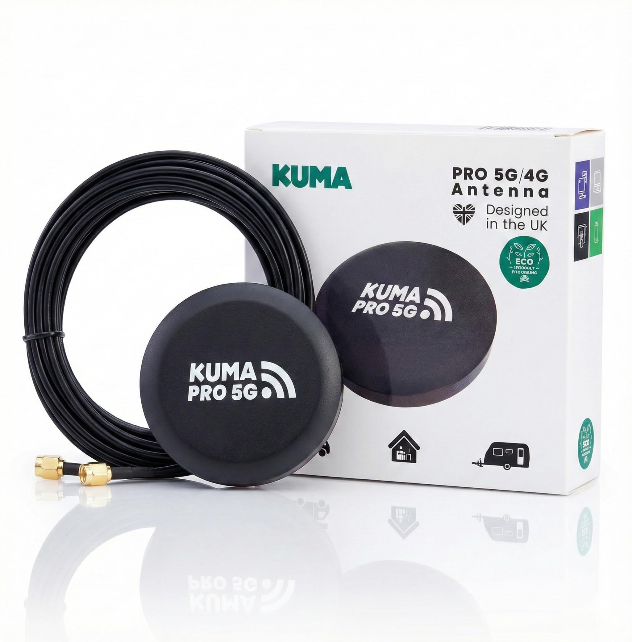 – KUMA PRO 5G / 4G WiFi Antenna for Motorhomes, Caravans & IoT – High Gain Omnidirectional MIMO Aerial – Waterproof, Screw-Mount & Plug and Play with All Major Routers (SMA Connectors)