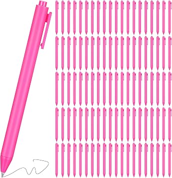 Geyoga 100 Pcs Pink Pens Black Ink Bulk Hot Pink Pens Retractable Ballpoint Gel Ink Fine Point 0.5mm Comfortable Smooth Writing Cute Stylish for Office School