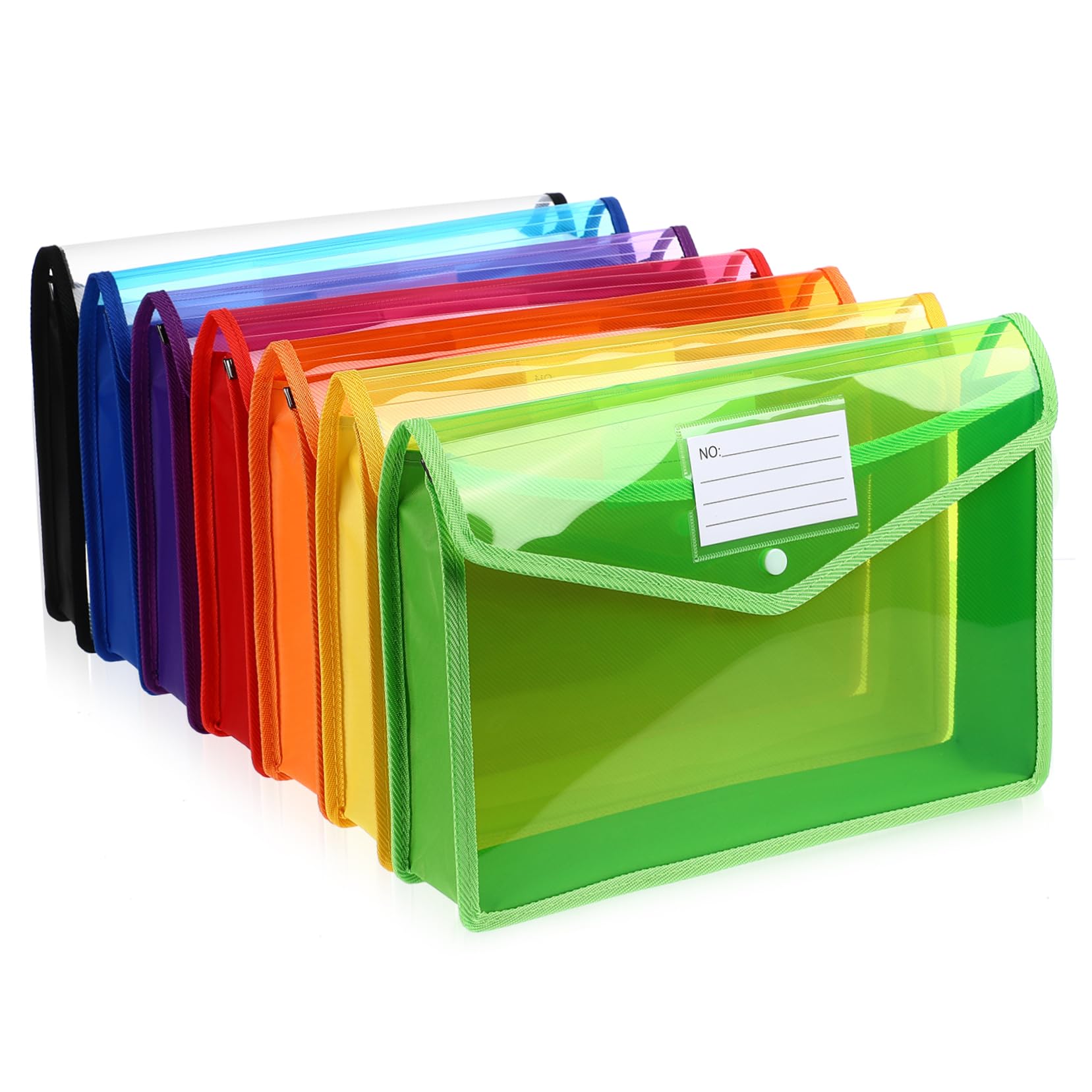 Gatuida 7pezzi Buste Trasparenti in Plastica con Bottone Formato Sacchetti per Documenti Organizer per Ufficio Scuola e Uso Domestico