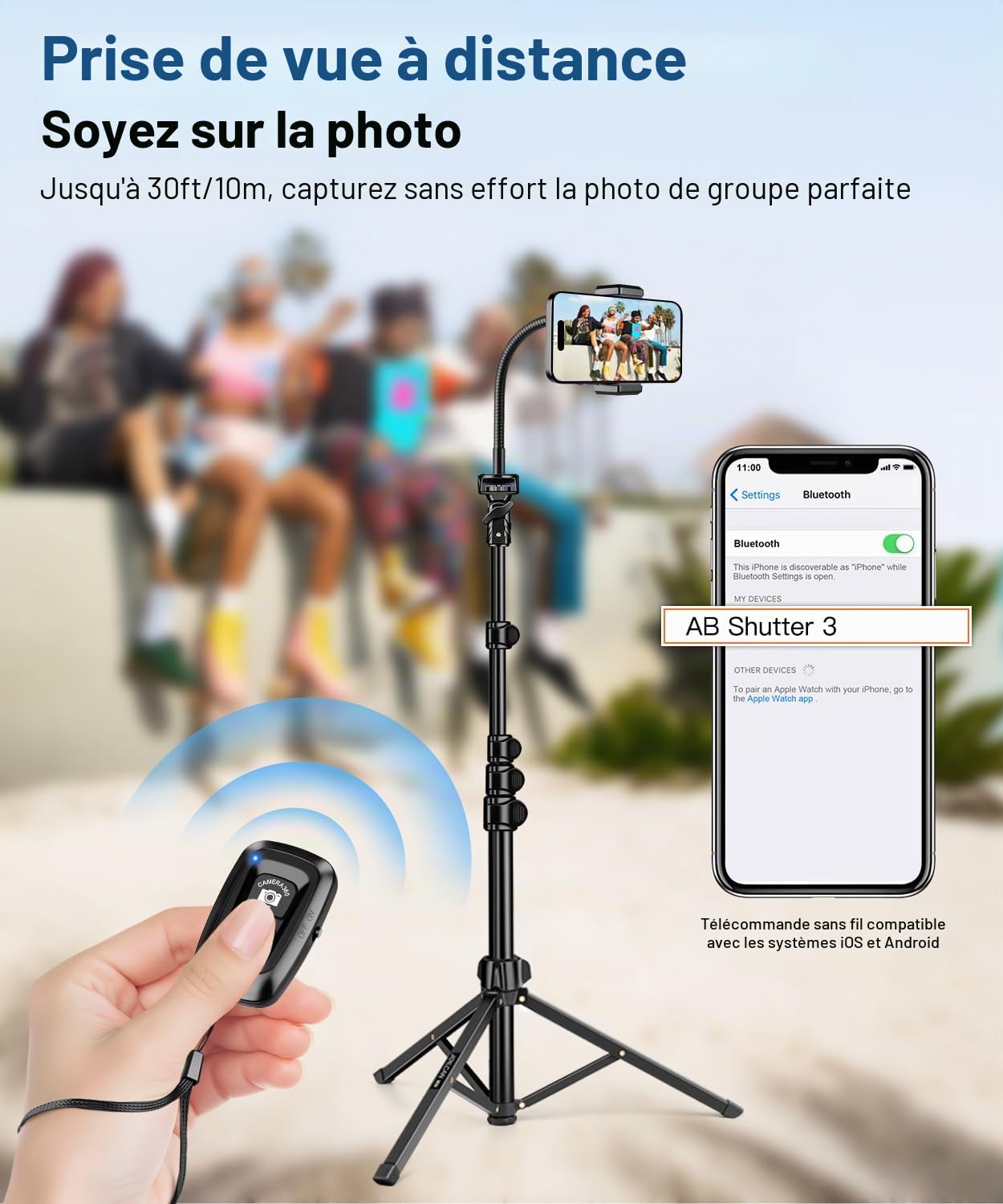 JOILCAN 200cm Trepied Smartphone, Flexibles Trépied Téléphone avec Col de Cygne 25cm & Télécommande, Perche a Selfie Trépied pour iPhone 17/16/Pro Max, Trepied Caméra en Aluminium für DSLR d'action