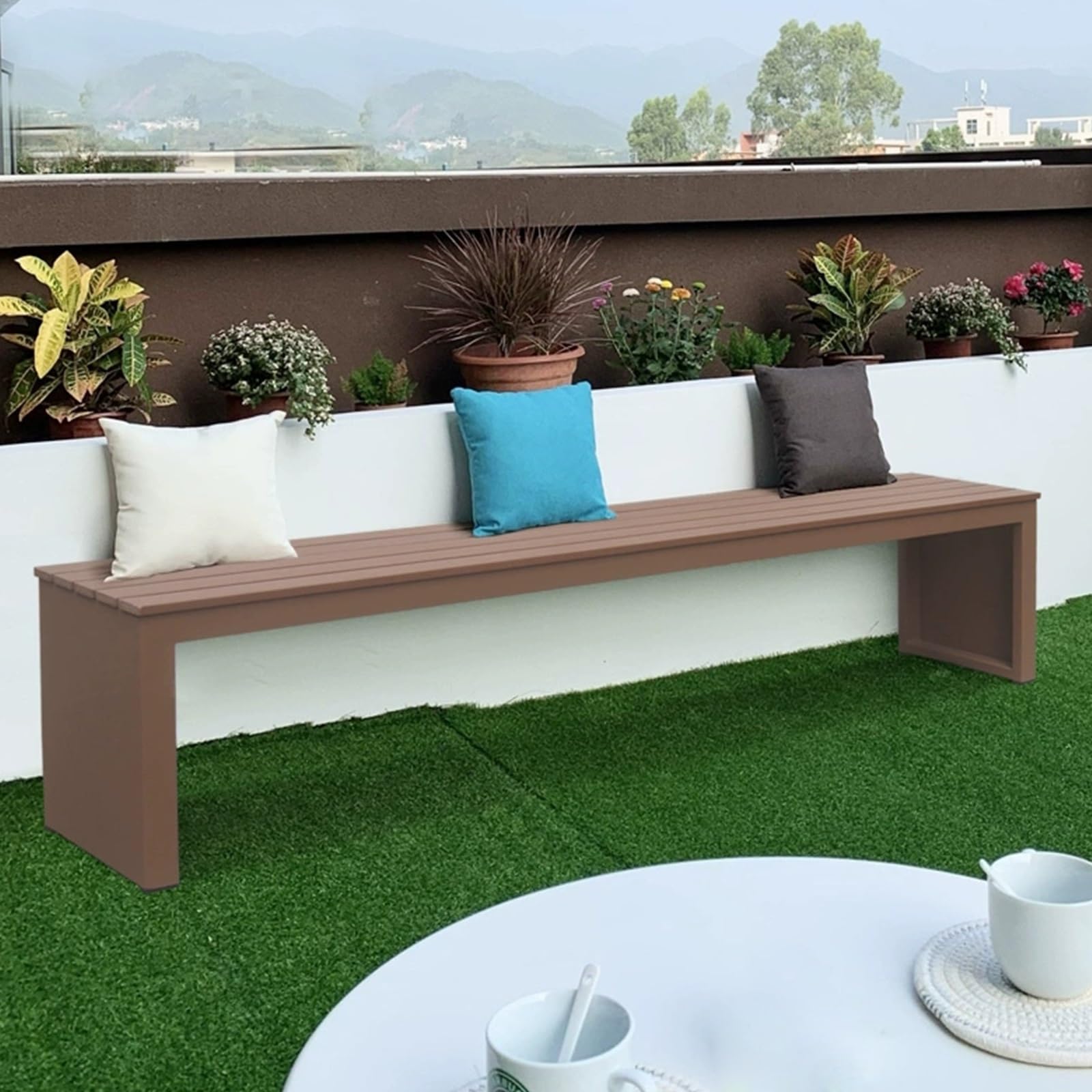 Gartenbank, Holzbank, Gartenbank Wetterfest, 3-Personen-Eckbank for den Außenbereich, Allwetterbank, Geeignet for Terrasse und Garten(150cm/59in)