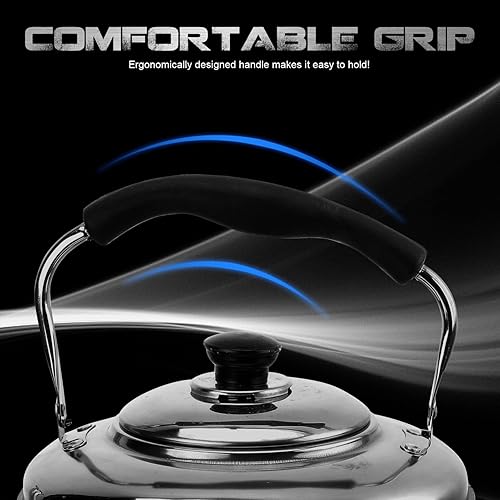 Miniatura 4 de DOITOOL Hervidor de té de 6.66 cuartos de galón/6 litros, tetera silbante, tetera de acero inoxidable, recipiente de agua caliente con asa para