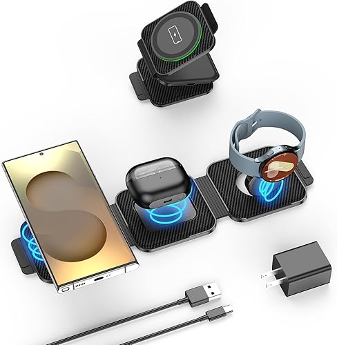 Cargador de viaje múltiple para Samsung, cargador de reloj inalámbrico plegable para Galaxy Watch 8Ultra765 ProActive 2, almohadilla de carga