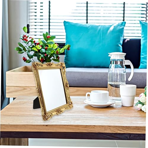 Miniatura 6 de Espejo decorativo dorado retro elegante soporte de espejo cuadrado para tocador de baño