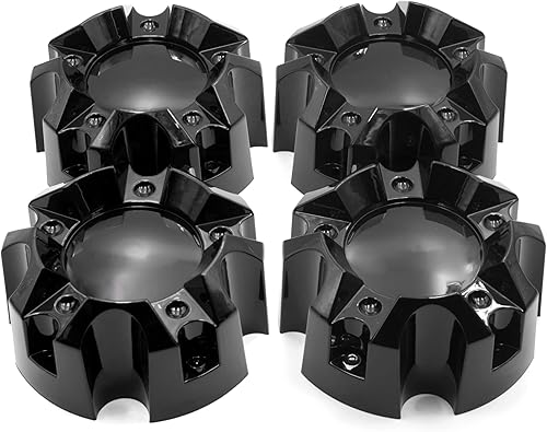 Tapones centrales de rueda de 6.02 pulgadas para tapacubos centrales balísticos, paquete de 4 fundas centrales negras de alto brillo, 5 lengüetas