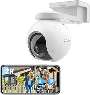 2K Battery Camera Wireless Outdoor, No Subscription, Solar Panel Compatible, Auto Tracking, Human Detection, 360° Pan Tilt, Color Night Vision, Two Way Audio, Alarm, Alexa Google Control(CB8)