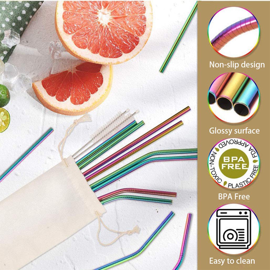 4 Cannucce In Acciaio Inox Riutilizzabili - Con 2 Spazzole Per Pulizia, Dritte E Curve, Per Frullati E Succhi - Foto 10