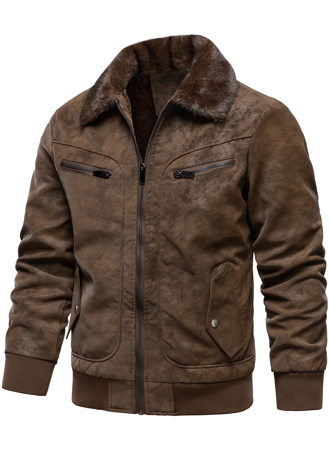 HOOD CREW Bomber da uomo in pelliccia sintetica, vintage, invernali, foderati in pile, giacche in pelle