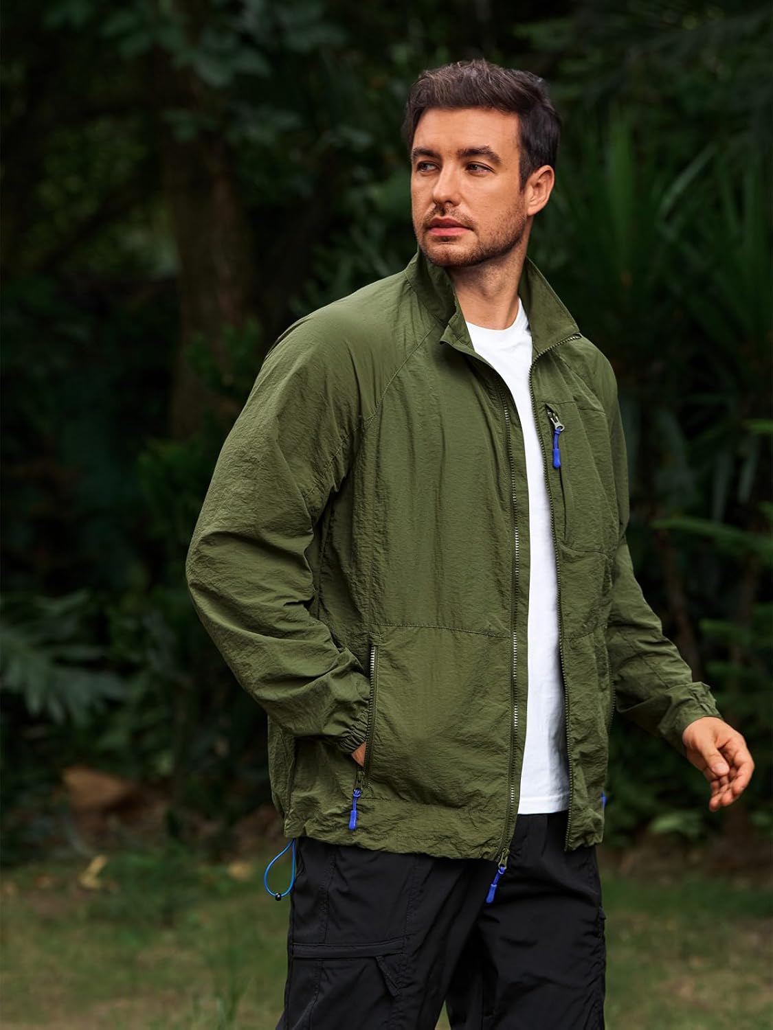 Yousify Mens Lightweight Jacket Windbreaker Full Zip Long Sleeve Outdoor Athletic Jackets for Hiking - Image 3