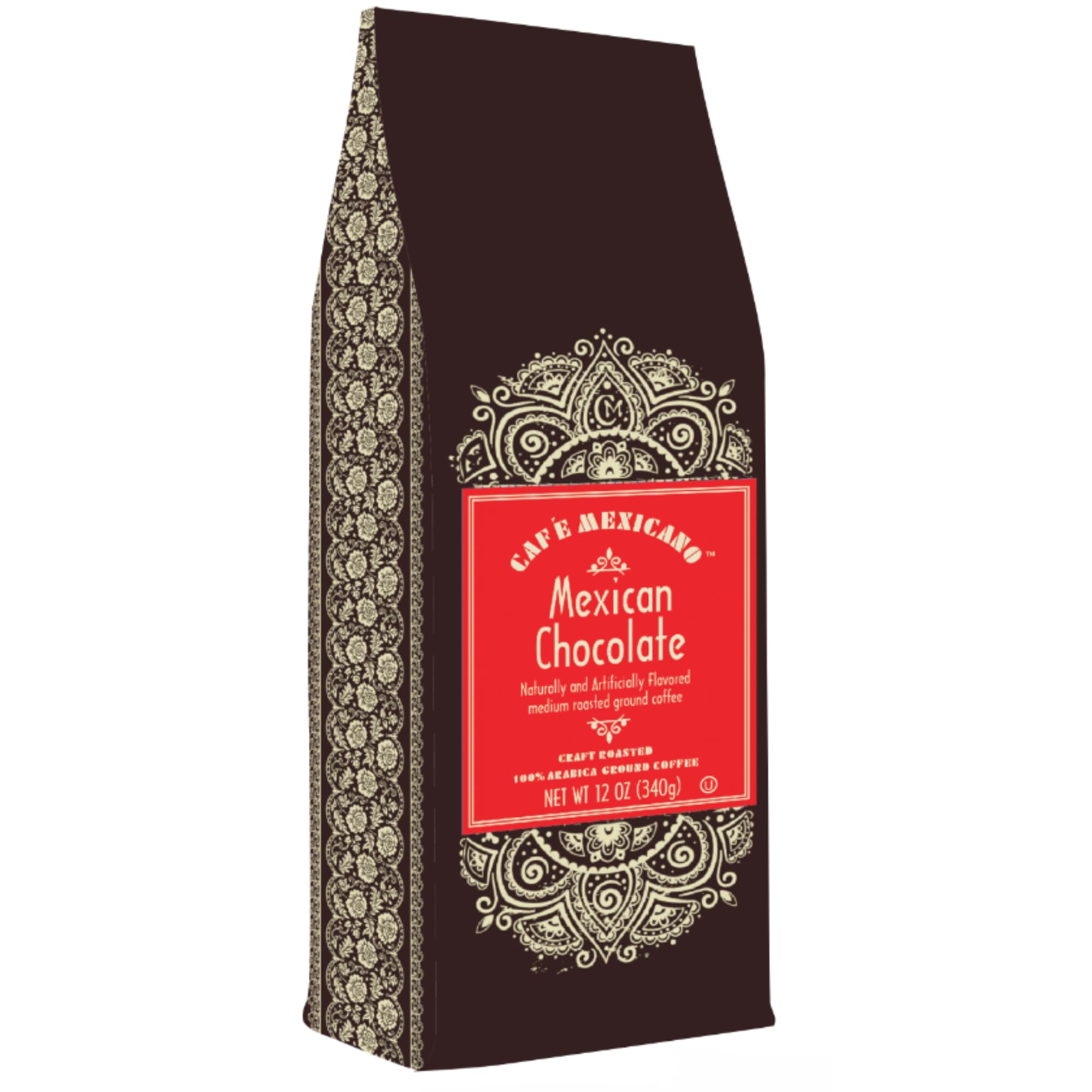 Cafe Mexicano Café Mexicano Coffee, Mexican Chocolate Flavored, 100% Arabica Craft Roasted Ground Coffee - 12 Ounce