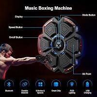 FOOING Okos Boxzsák Bluetooth Zenével, LED Fénnyel és 9 Sebességfokozattal, Fekete Edzőeszköz Kesztyűvel Otthoni Edzéshez 4