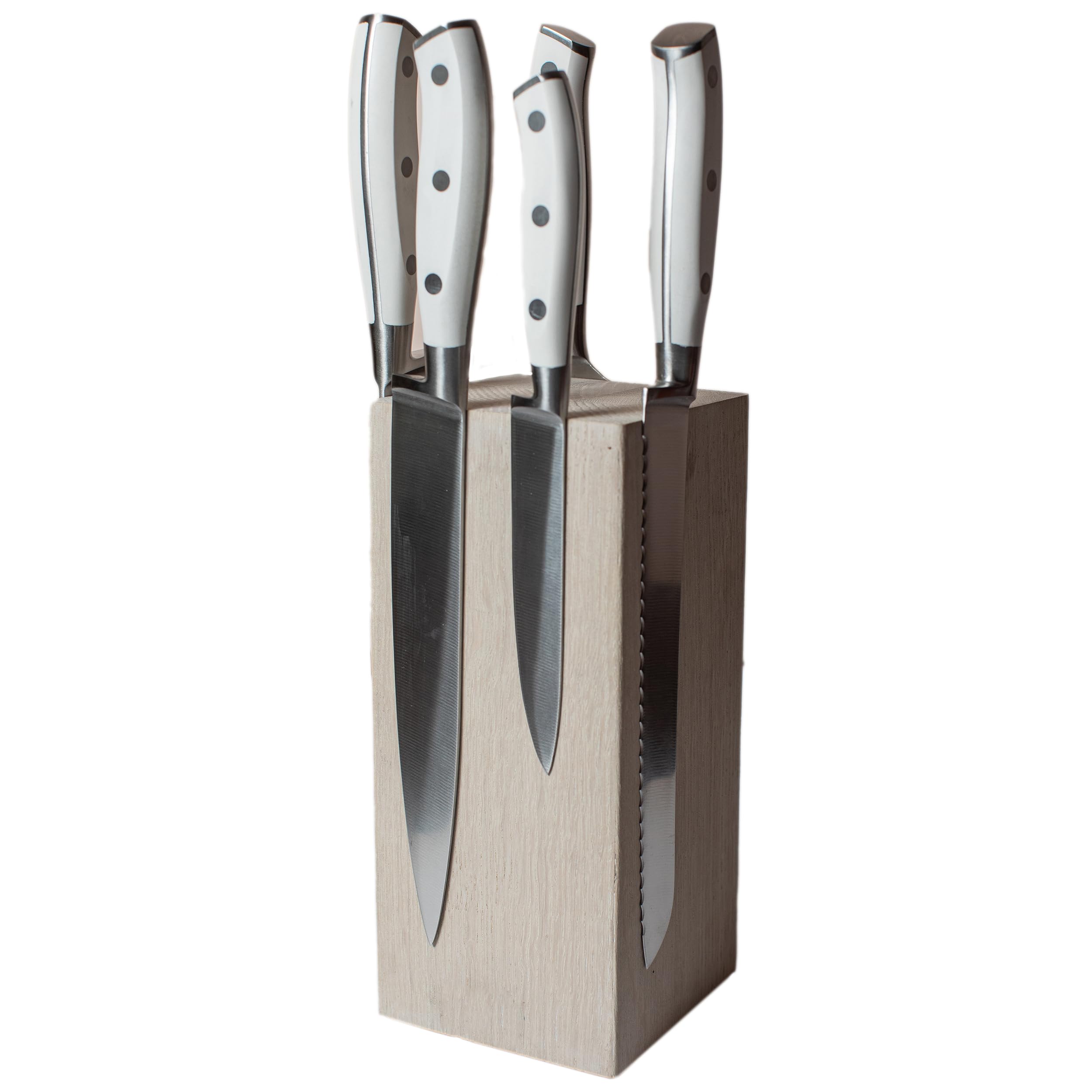 Portacoltelli Magnetico Girevole 360° In Legno Massello, Con Magnete Nascosto, Capacità Fino A 8 Coltelli
