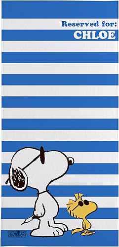 Miniatura 1 de Let's Make Memories Toalla de playa personalizada con rayas azules frescas de Peanuts - Fiesta en la piscina