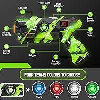 Vista 3 de Juego de 4 pistolas láser con pantalla LED digital y chaleco para mostrar la puntuación, pistolas láser infrarrojas multifuncionales, juguetes