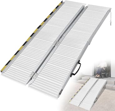 BEJONI 5FT Folding Wheelchair Ramp, 29" Wide, Portable with Handle, Sliver