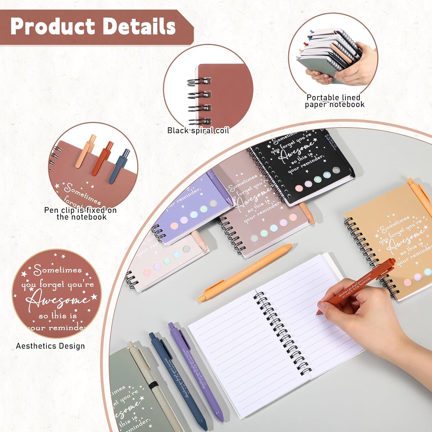 Chuangdi 20 Sets Teacher Appreciation Gifts Employee Appreciation Journal Inspirational Notebook with Sticky Notepad Ballpoint Pen Bulk Thank You Gifts for Staff Team Coworker Nurse(Neutral)