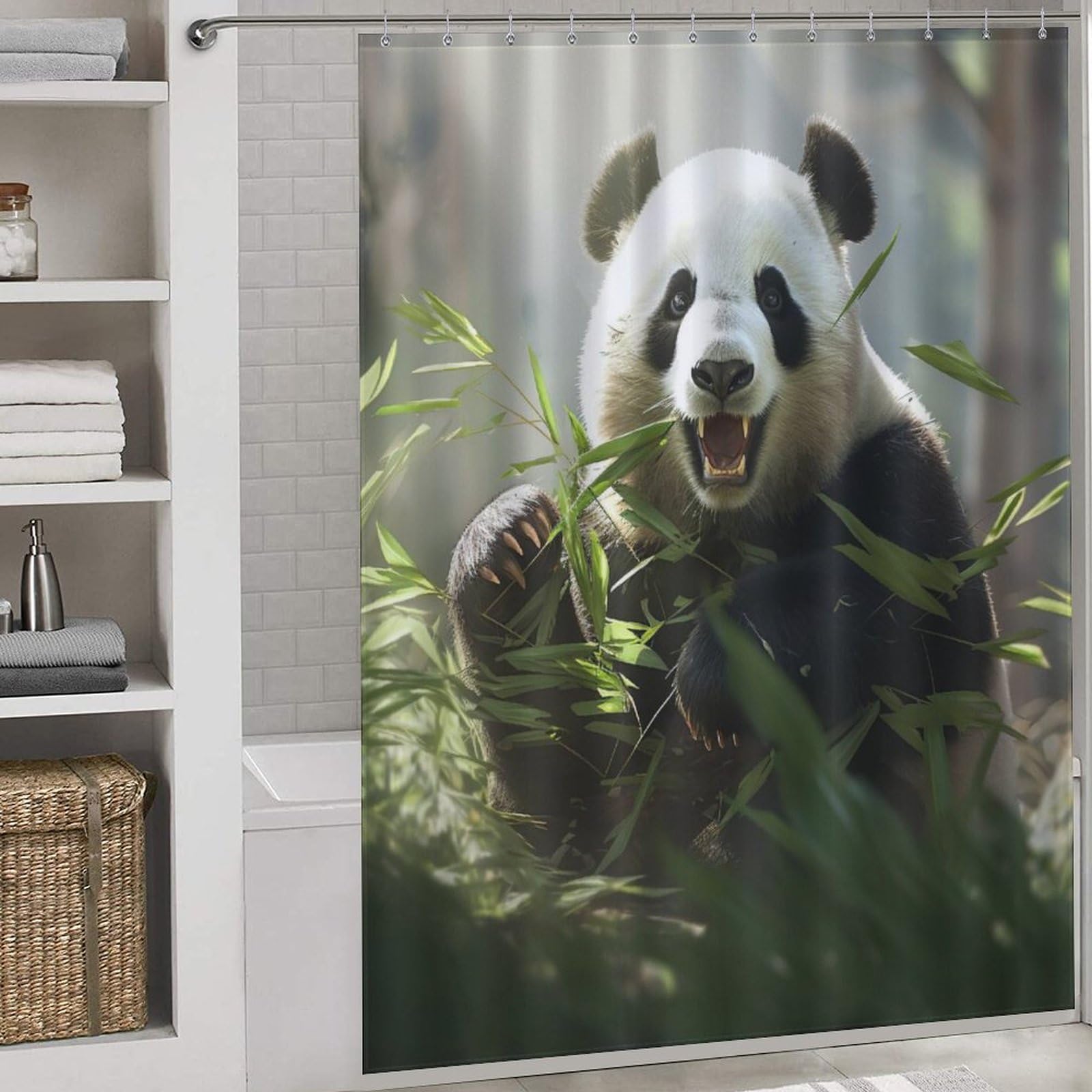 Rideau de douche haut de gamme en polyester lavable motif panda