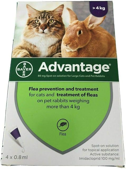 Advantage Spot On Flea Treatment 80 Large Cat and Rabbit >4kg (4 pipettes)