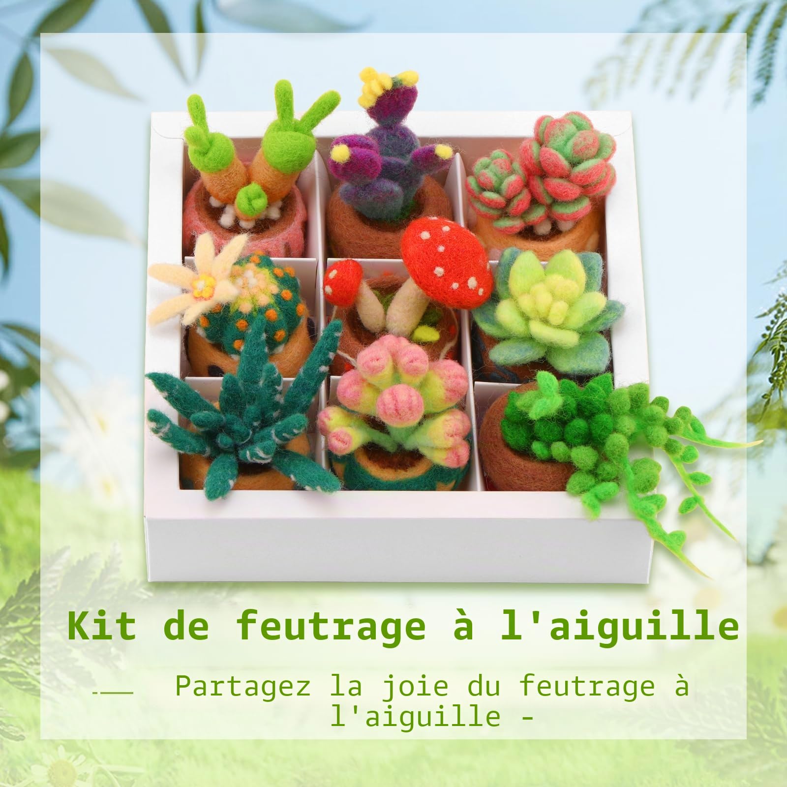 Axmru Kit de Feutrage à l'Aiguille 9 Pièces - Outils et Fournitures en Laine Avec Instructions pour Débutants