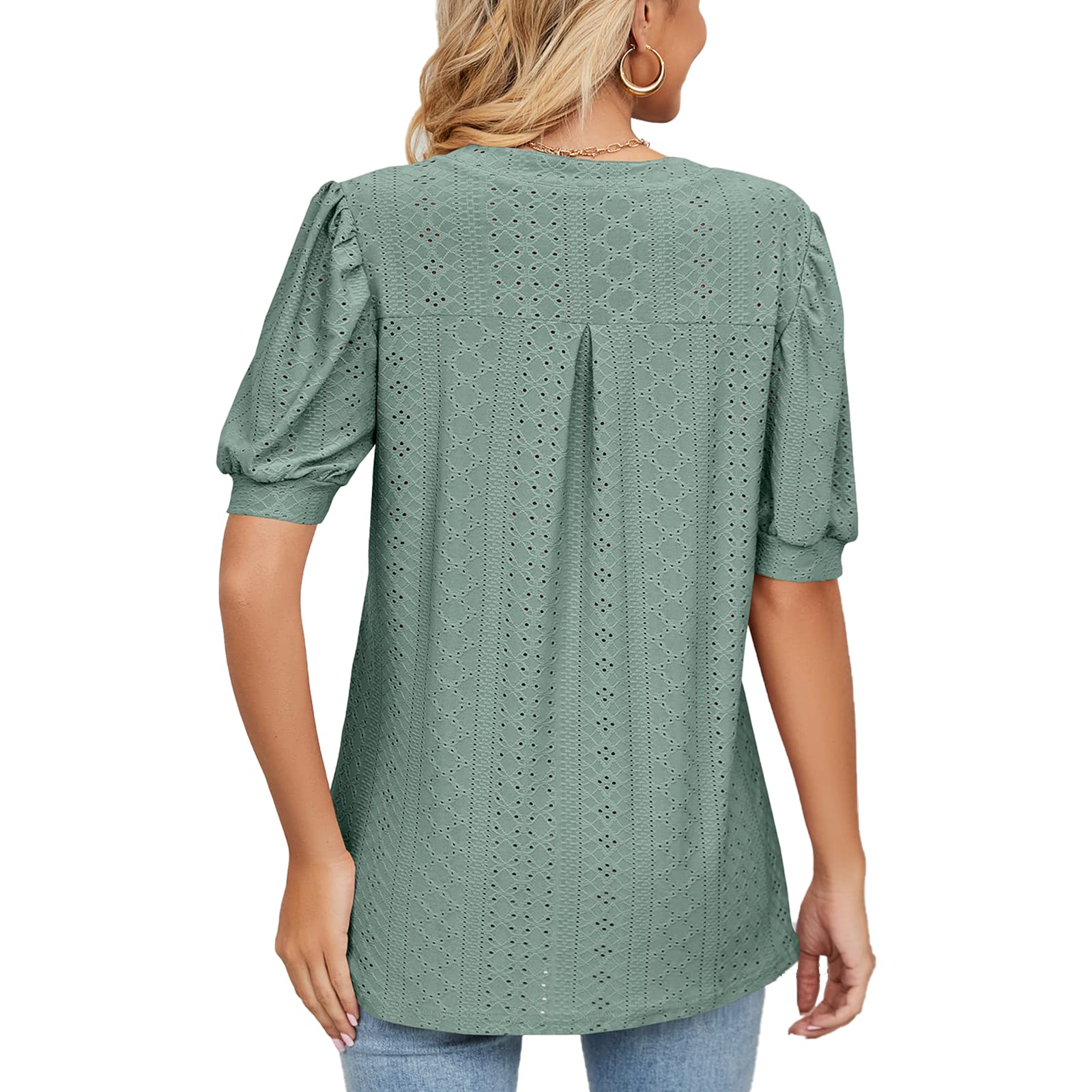 T Shirt Donna Estive con Scollo a V e Balze Manica Corta Magliette Donna Elegante Rilassato Bluse e Camicie da Donna