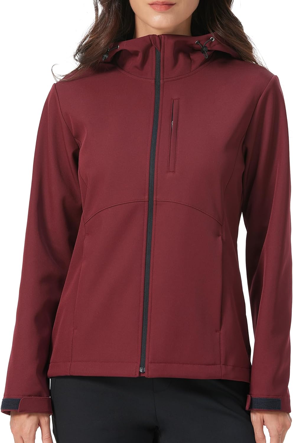 HOTSUIT Women's Softshell Fleece Lined Warm Windbreaker Jacket Light Hooded Water Resistant Rain Coat for Travel Daily