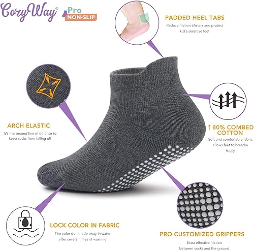 Miniatura 2 de CozyWay Baby & Toddler Socks with Grippers Non Slip Ankle Grip Socks For Boys and Girls - Comfy Soft Cotton - 12 Pack