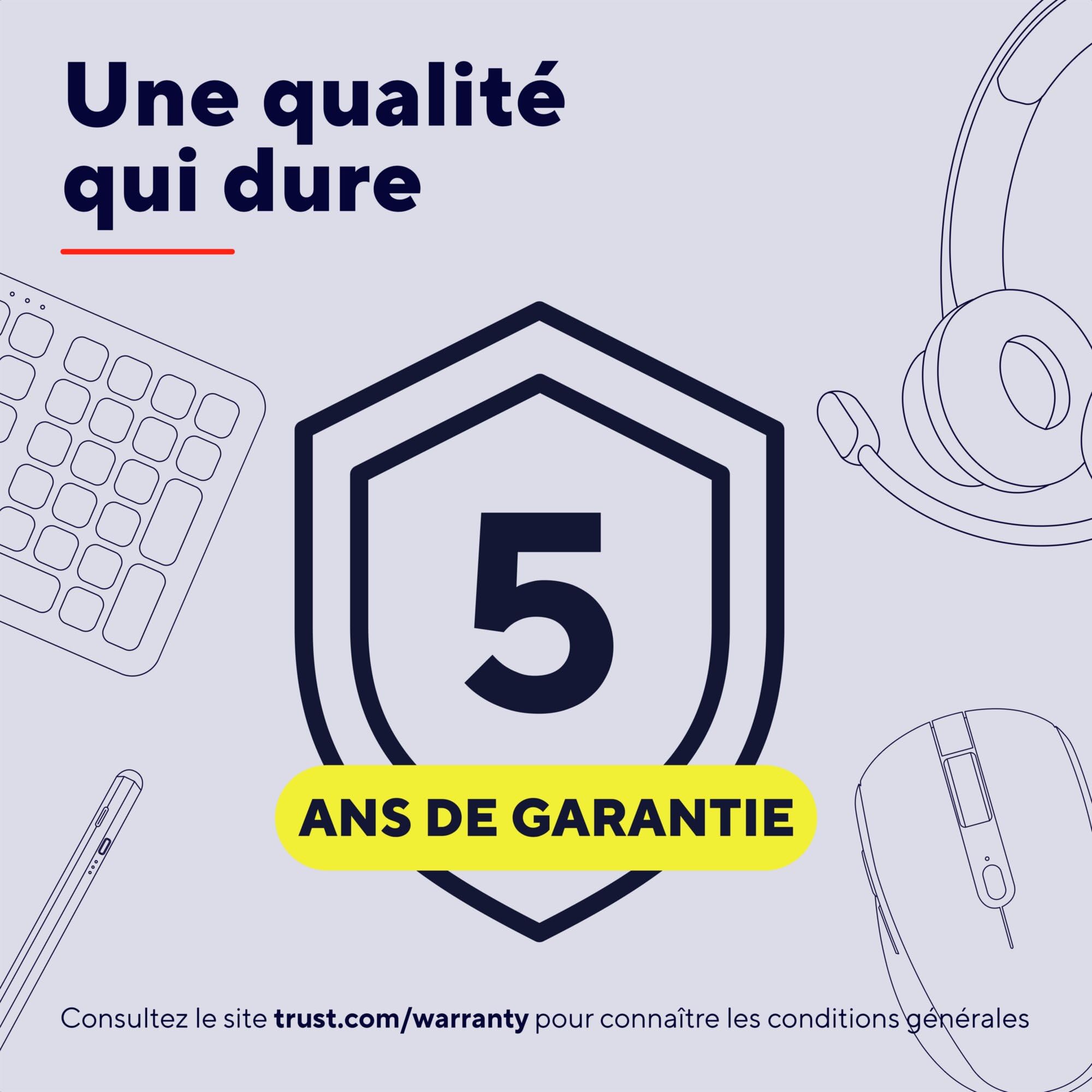 Trust Arvia Clavier Ergonomique sans Fil AZERTY Français Silencieux, Noir | Bluetooth + 2.4GHz, Clavier Bluetooth Multi-appareils Deux Parties avec Repose-Paume, PC Ordinateur Portable Mac