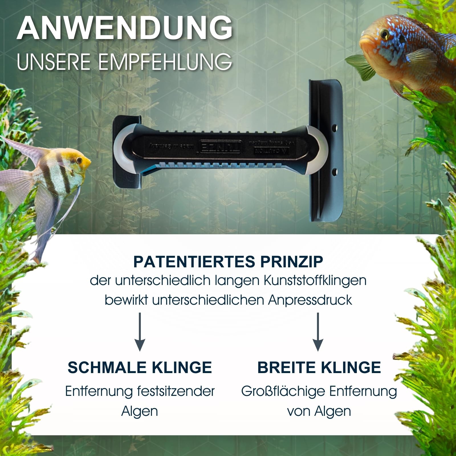 Tunze Care Magnet Long I Aquarienreiniger für 10-15 mm Glasstärke I schlanker Scheibenreiniger mit Abgerundeter Edelstahlklinge I Algenmagnet mit stark minimierter Kratzgefahr I Aquariumglas-Reiniger